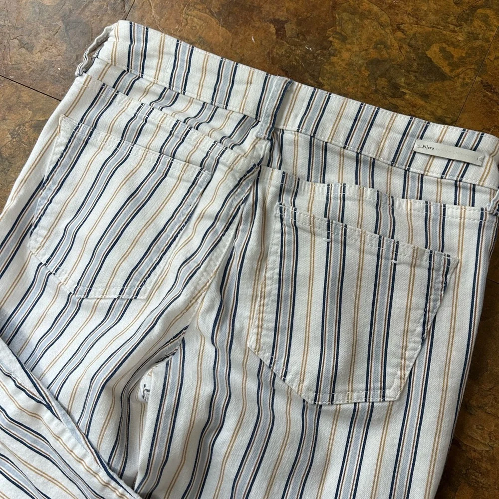 Pilcro and the Letterpress for Anthropologie Cropped Blue and Tan Striped Jeans - Picture 8 of 8